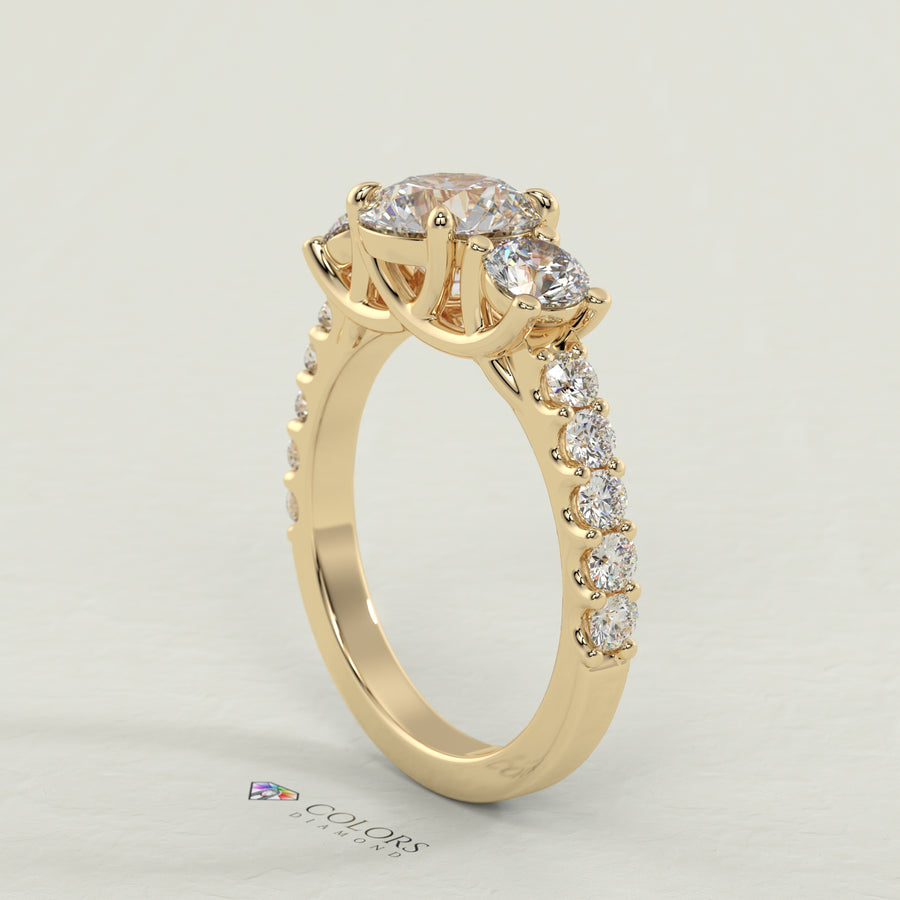 CD Emerald Bezel Solitaire with Cathedral High Setting Engagement Ring