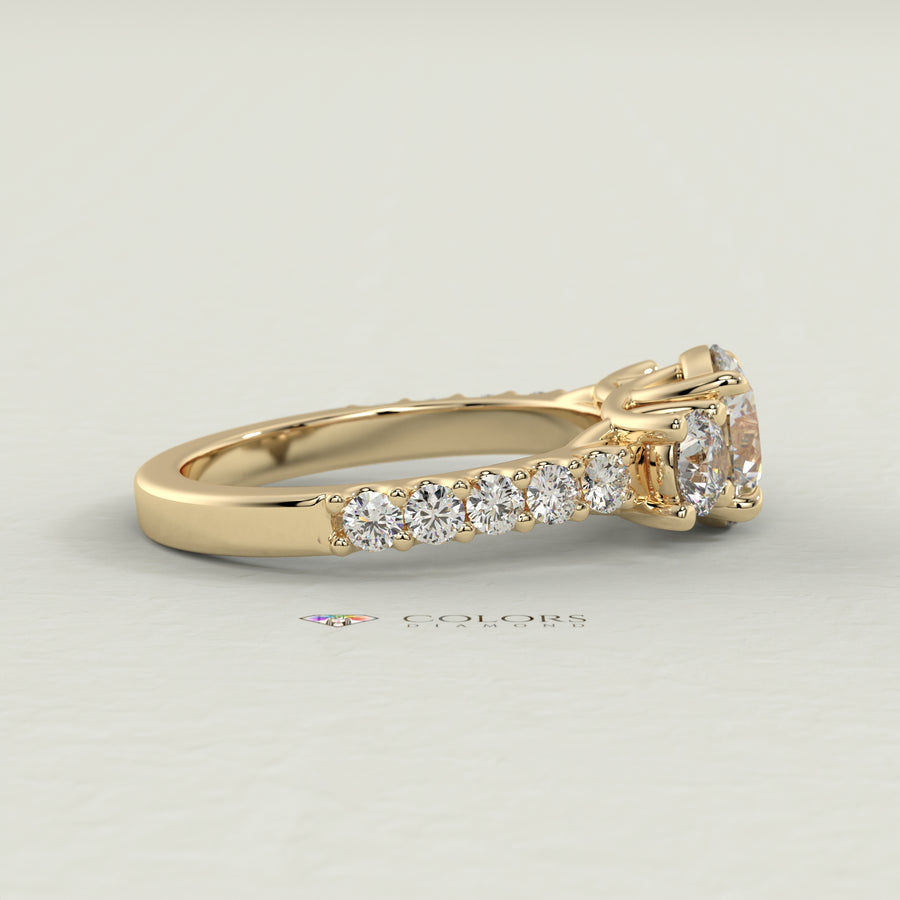 CD Emerald Bezel Solitaire with Cathedral High Setting Engagement Ring