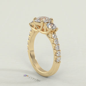 CD Emerald Bezel Solitaire with Cathedral High Setting Engagement Ring