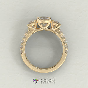 CD Emerald Bezel Solitaire with Cathedral High Setting Engagement Ring