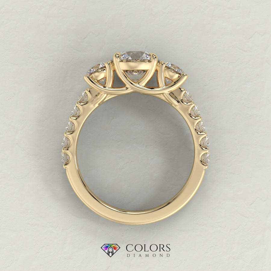 CD Emerald Bezel Solitaire with Cathedral High Setting Engagement Ring
