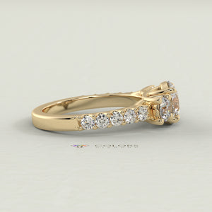 CD Emerald Bezel Solitaire with Cathedral High Setting Engagement Ring