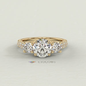 CD Emerald Bezel Solitaire with Cathedral High Setting Engagement Ring