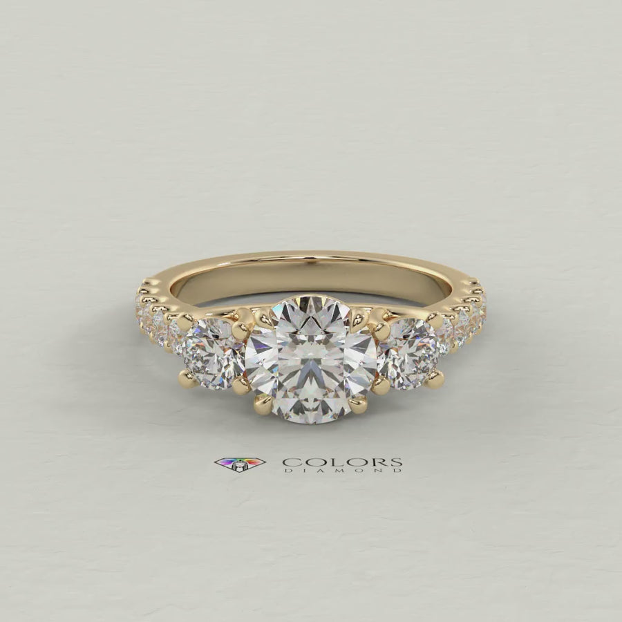 CD Emerald Bezel Solitaire with Cathedral High Setting Engagement Ring