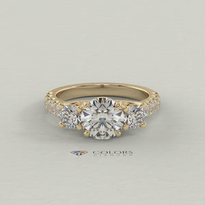 CD Emerald Bezel Solitaire with Cathedral High Setting Engagement Ring